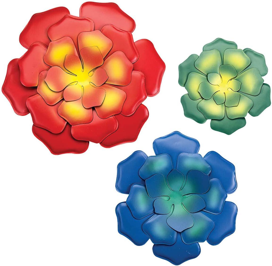 Colgantes de Metal Suculentos, Elaborados con Metal 100% Decorativo, Fácil Montaje, Decoración Al Aire Libre: el Juego de 3 Incluye Flores de Metal de 6”, 8” y 10” de Diámetro, de Fox RiverTM Creations