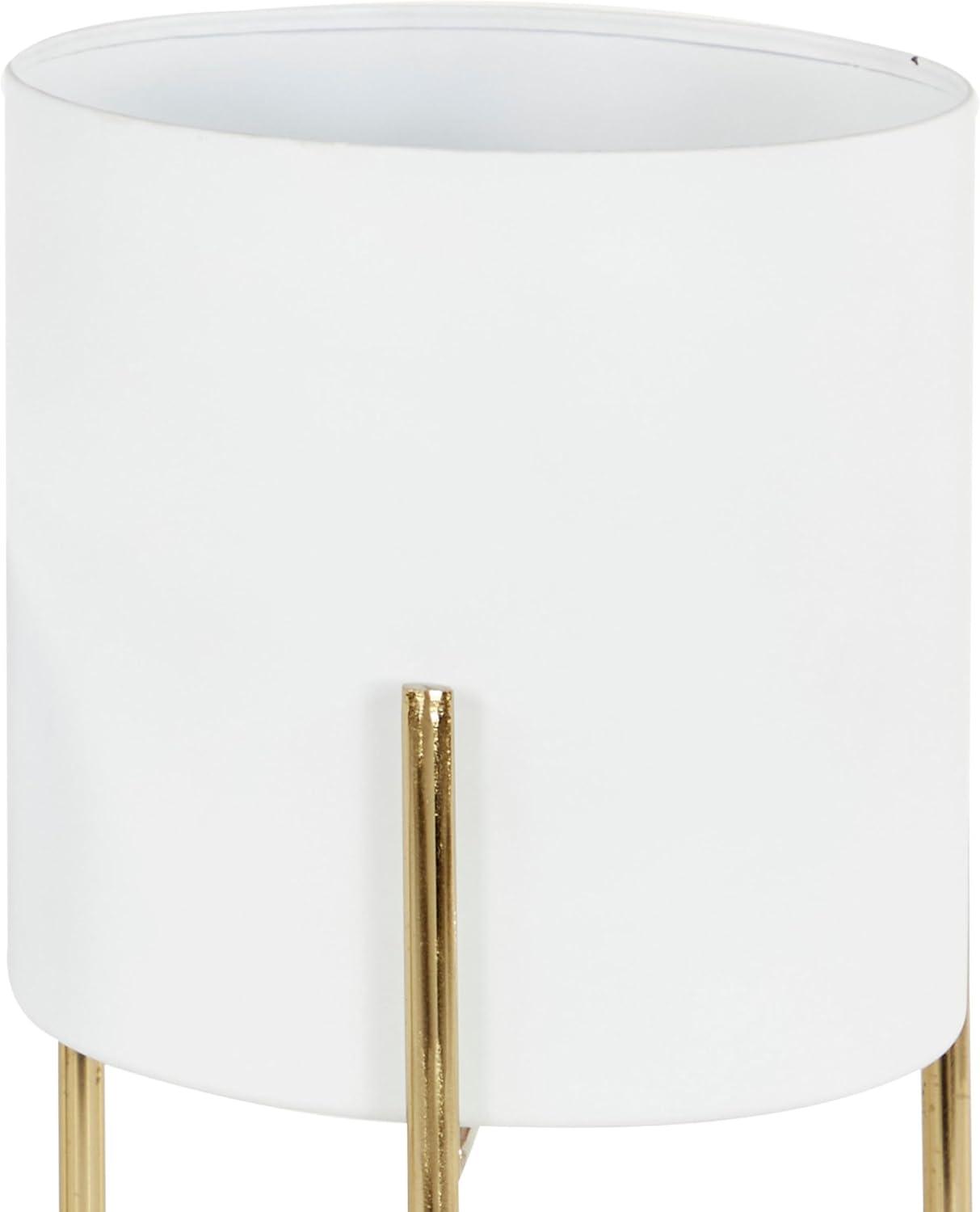 DecMode 18", 14", 12"H White Metal Planter with Removable Gold Stand (3 Count)
