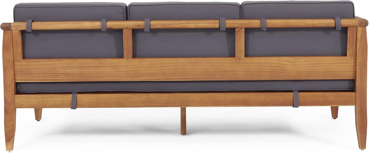 Aston Outdoor Mid-Century Modern Acacia Wood Sofa with Water-Resistant Cushions - Christopher Knight Home