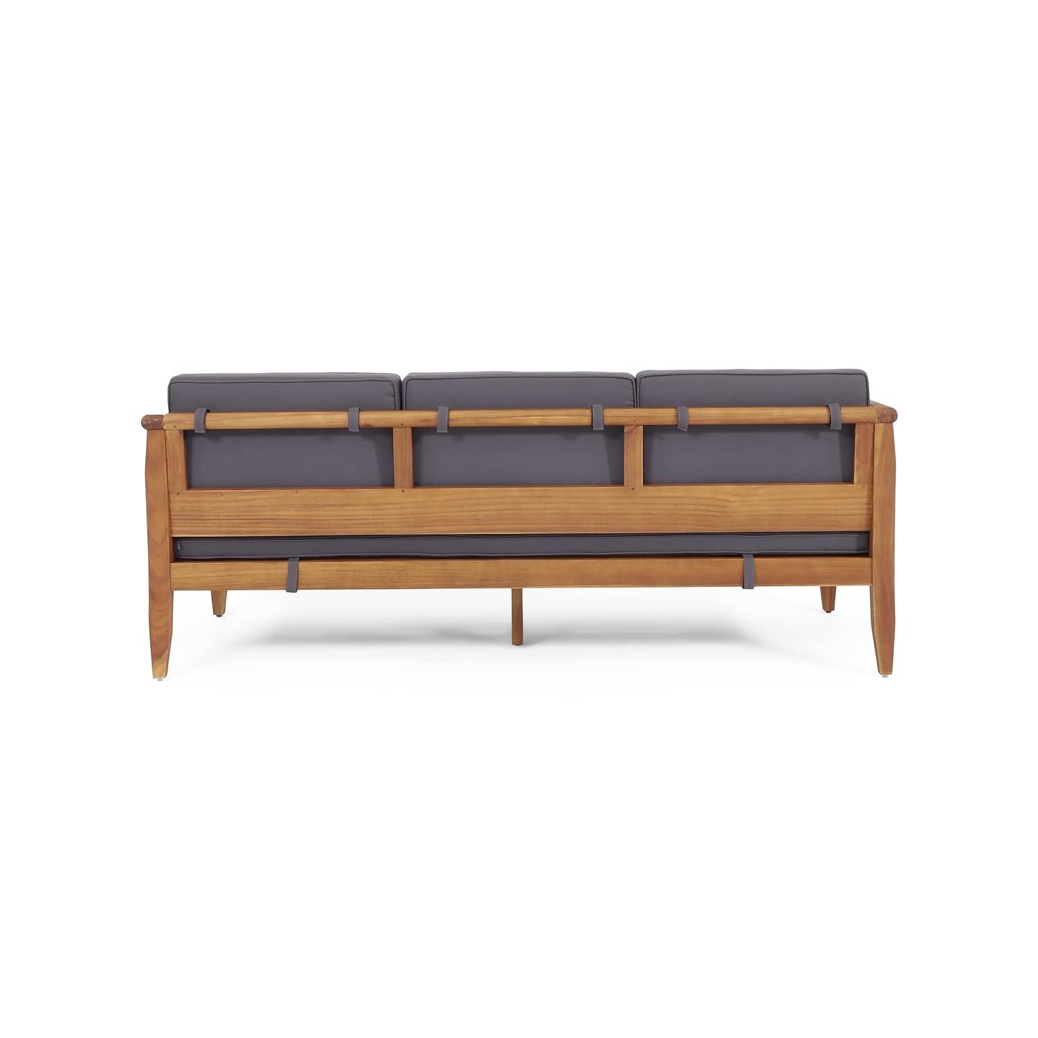 Aston Outdoor Mid-Century Modern Acacia Wood Sofa with Water-Resistant Cushions - Christopher Knight Home