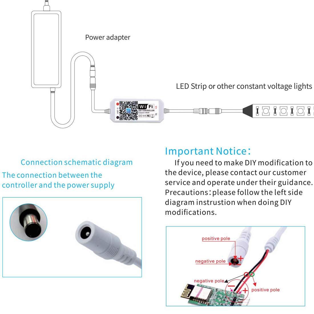 Smart Single color LED lights Strip Controller WiFi Bluetooth light 5050 2835 Control box compatible with alexa google home siri(3)