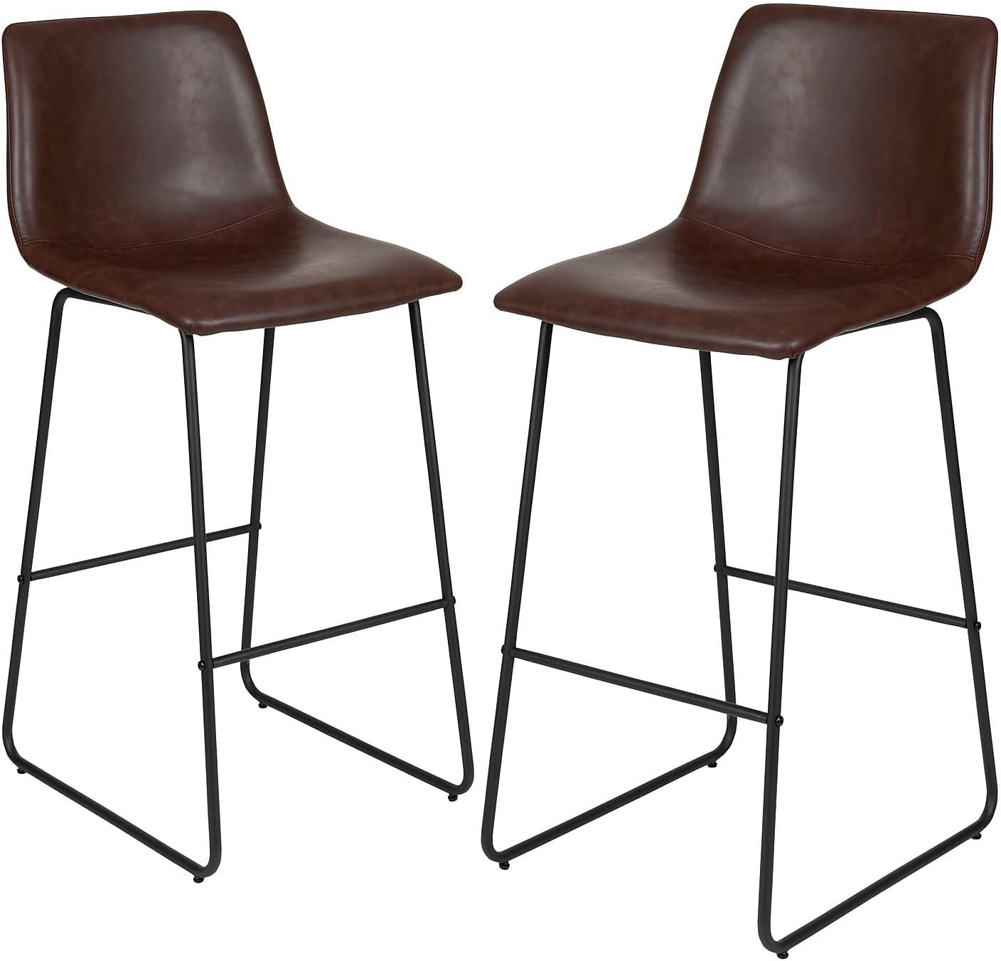 Flash Furniture 30 Inch Commercial Grade LeatherSoft Bar Height Barstools, Set of 2