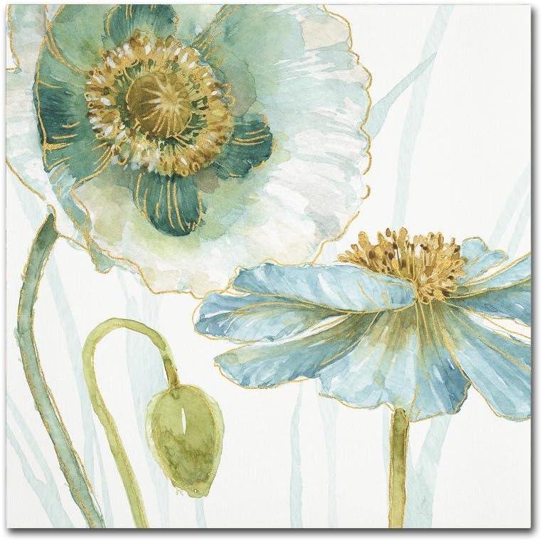 Lisa Audit Blue and Teal Floral Canvas Art, 18 in