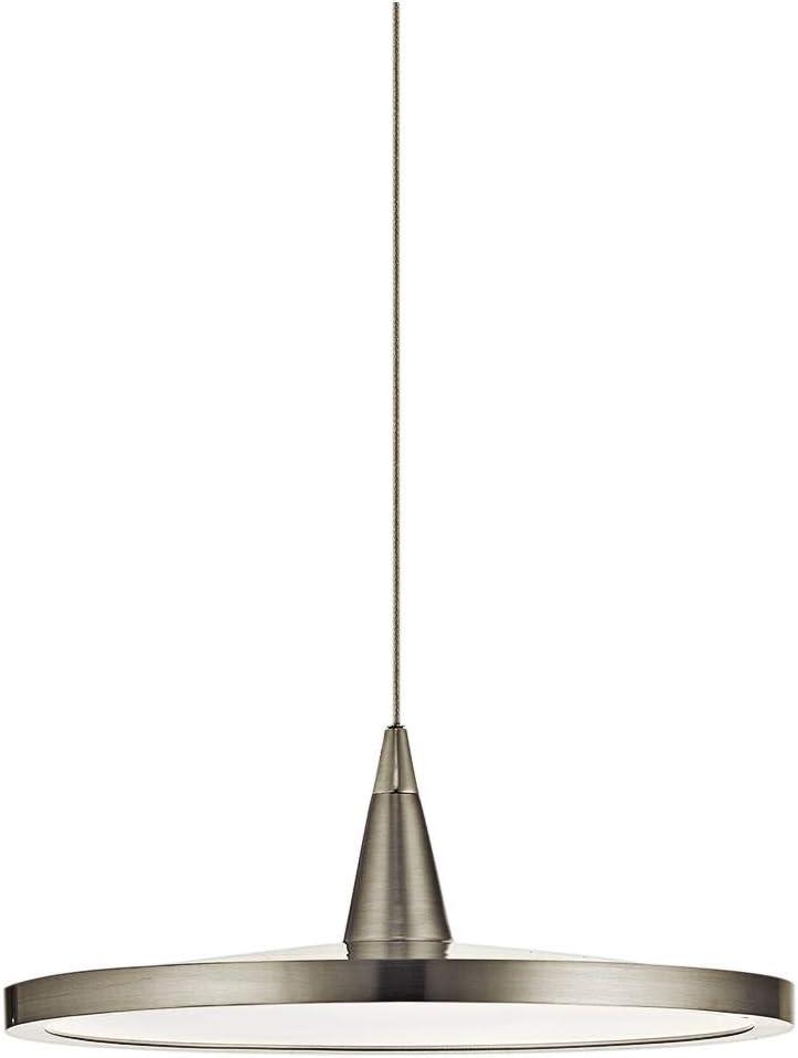 Brushed Nickel LED Mini Pendant with White Acrylic Shade