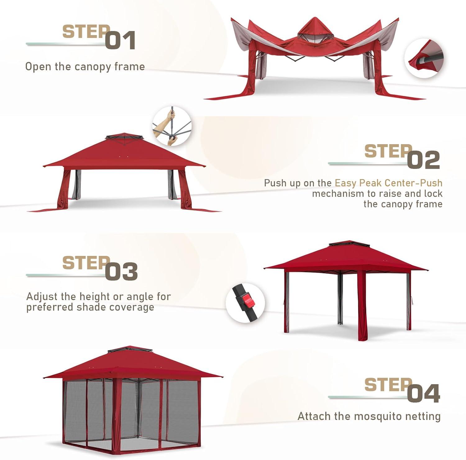 EAGLE PEAK Pop up Patio Gazebo 13 Ft. W x 13 Ft. D Metal Patio