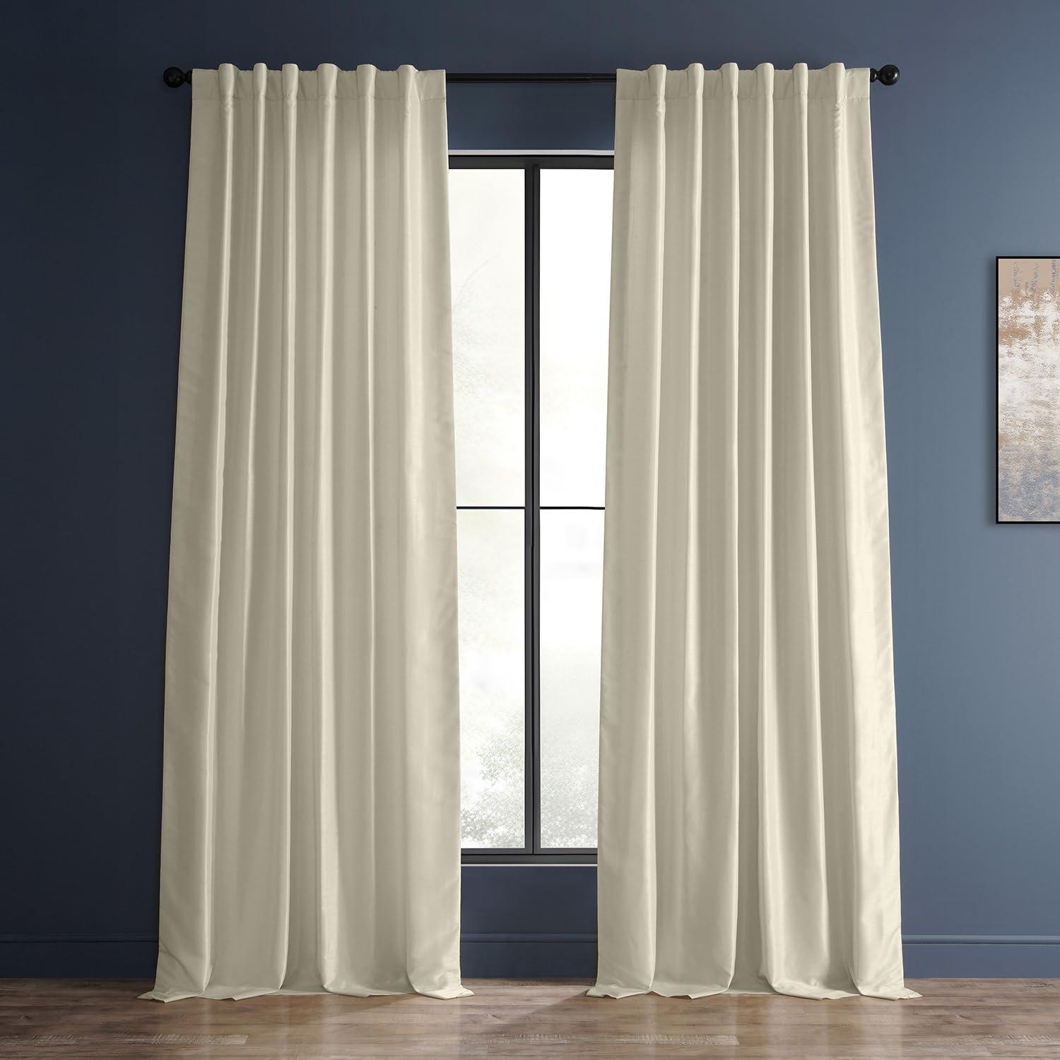 Rayne Vintage Textured Faux Dupioni Silk Room Darkening Curtains Window Single Curtain Panel