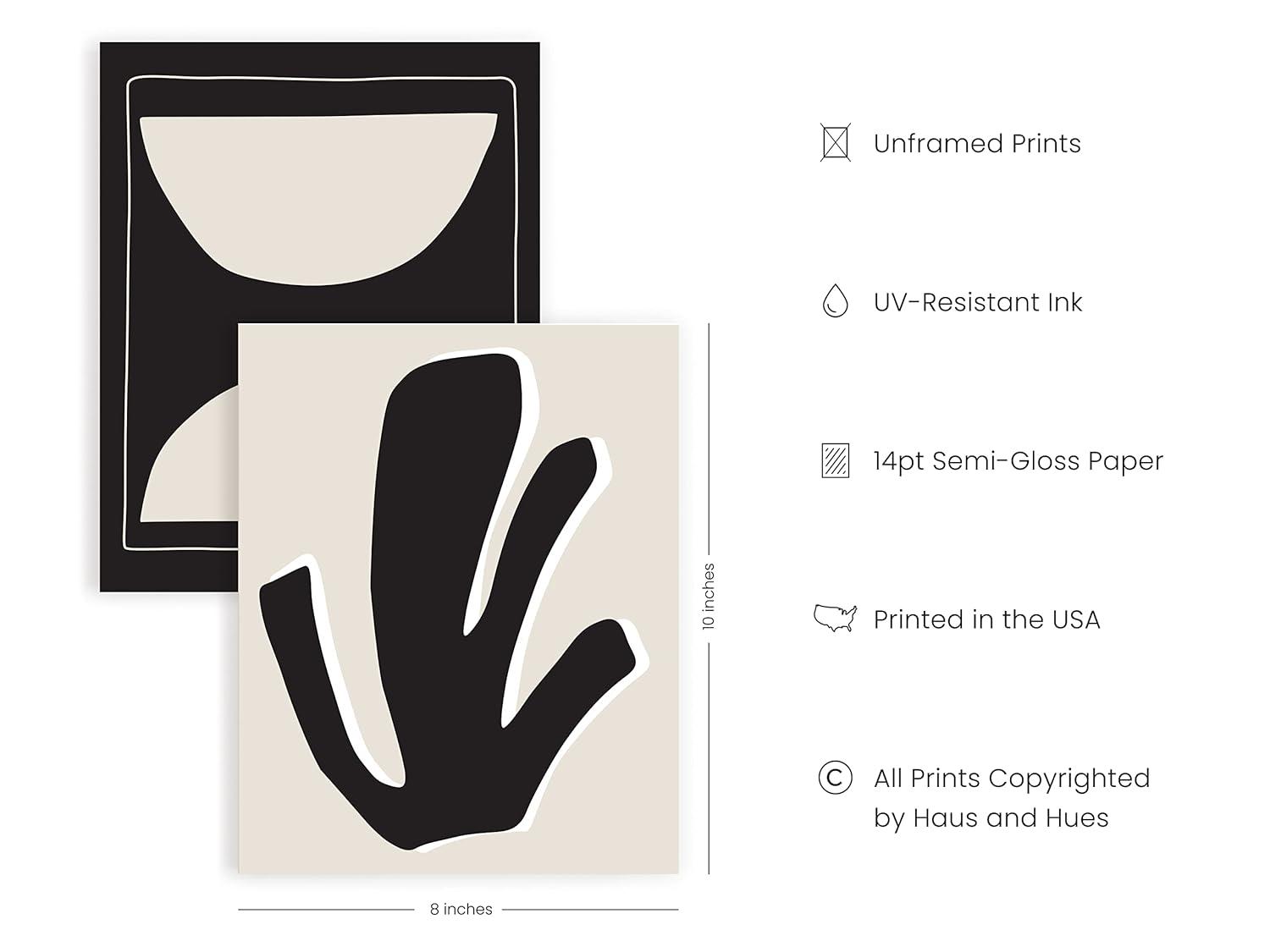 HAUS AND HUES Abstract Minimalist Wall Art - Set of 6 Abstract Art Gallery Wall Decor, Black Abstract Wall Art Prints, Geometric Wall Prints, Matisse Prints Gallery Wall Art (Unframed 8x10)