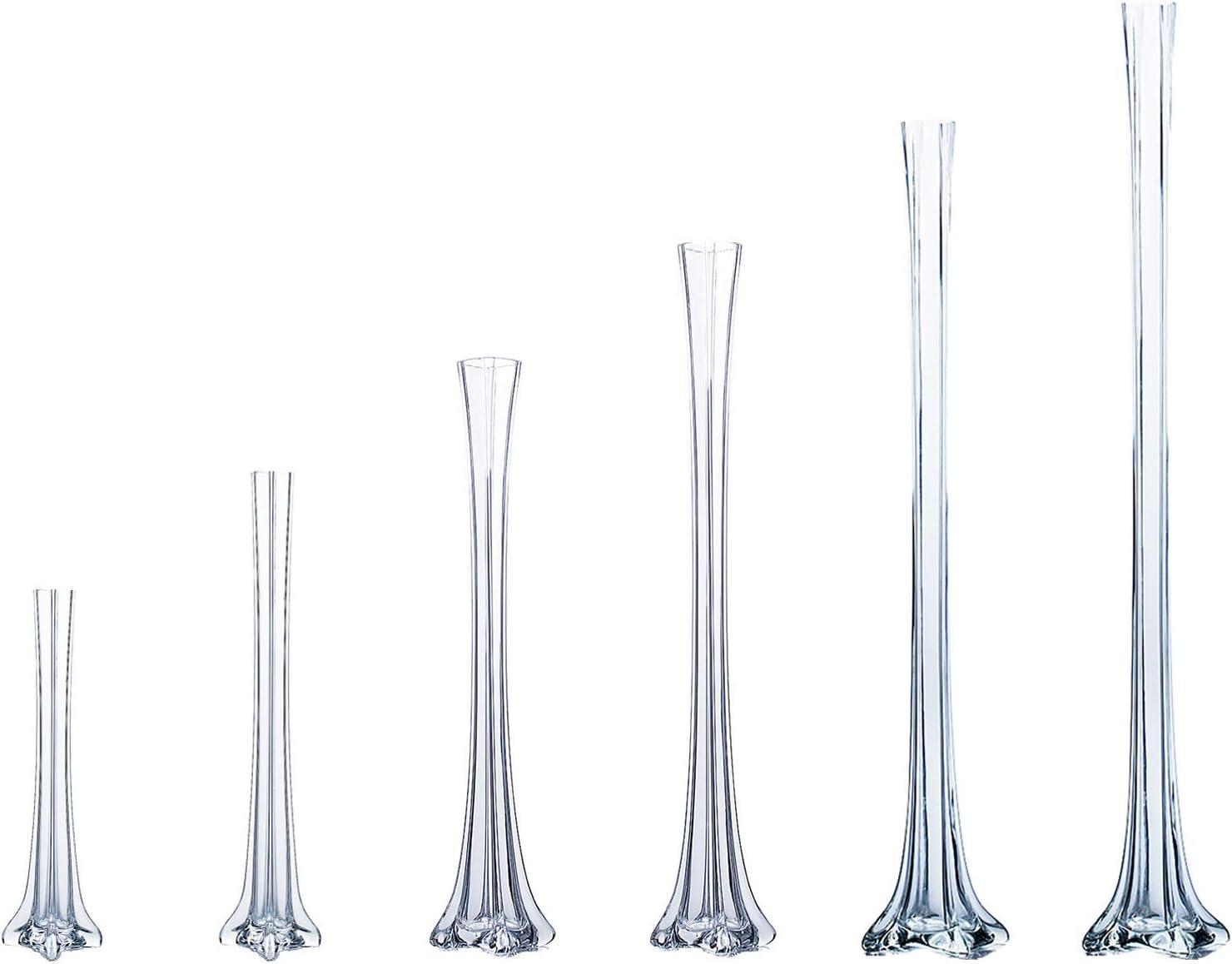 WGV Clear Eiffel Tower Vase - 1.5" Wide x 24" Height, Good quality, Heavy Weighted Base - 1 Pc