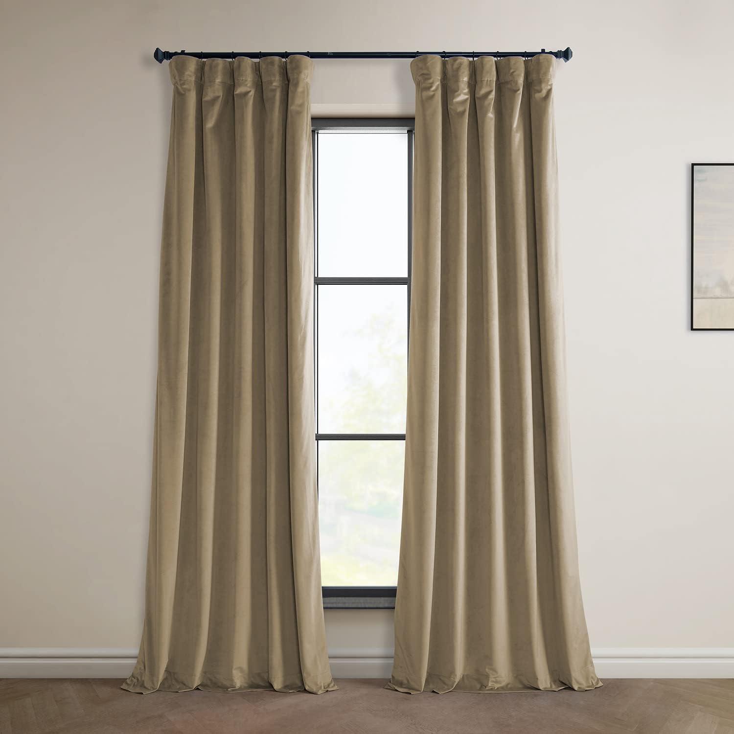 Half Price Drapes Museum Taupe Heritage Plush Velvet Room Darkening Curtains (1 Panel), 50W X 120L