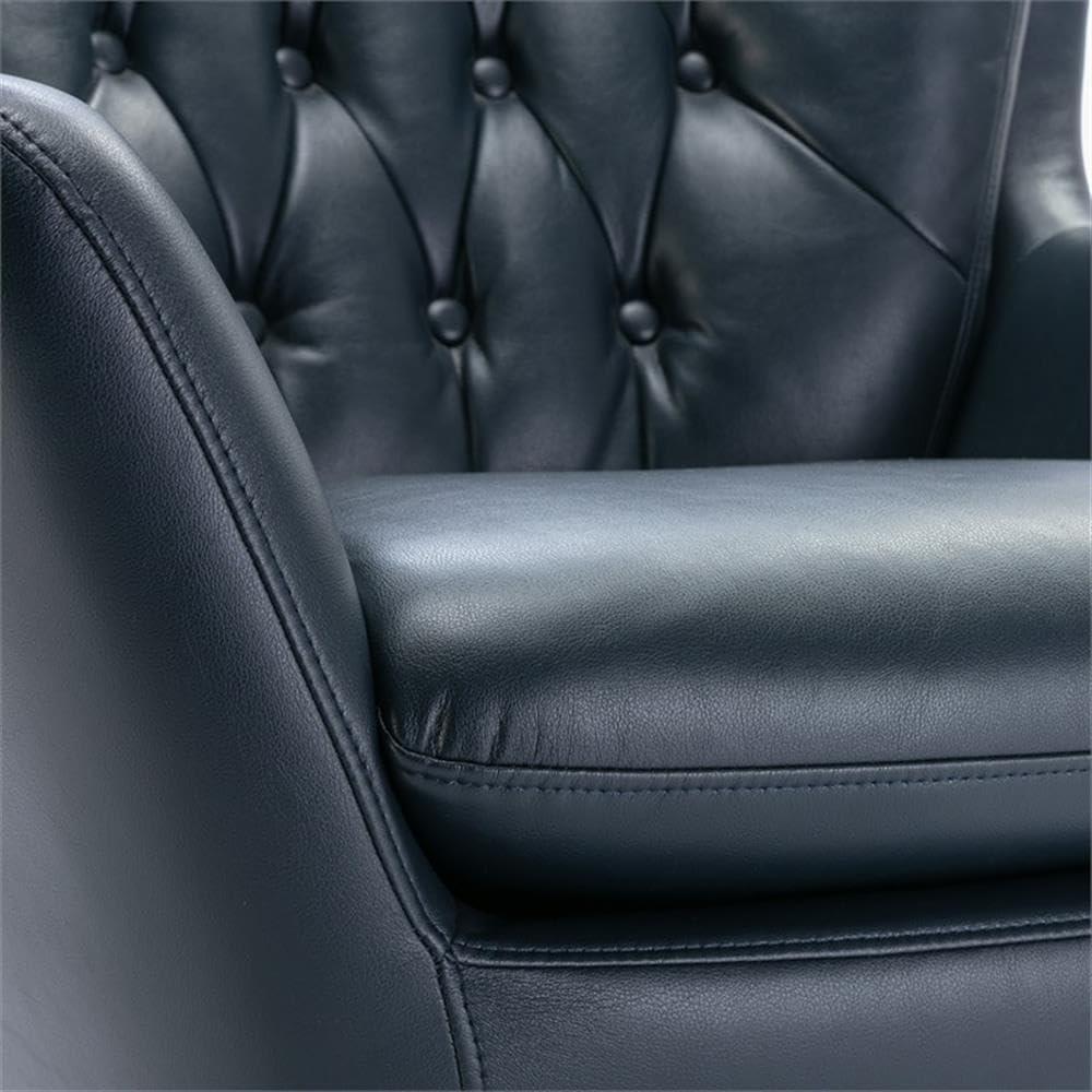 Comfort Pointe Clayton Midnight Blue Tufted Faux Leather Swivel Chair