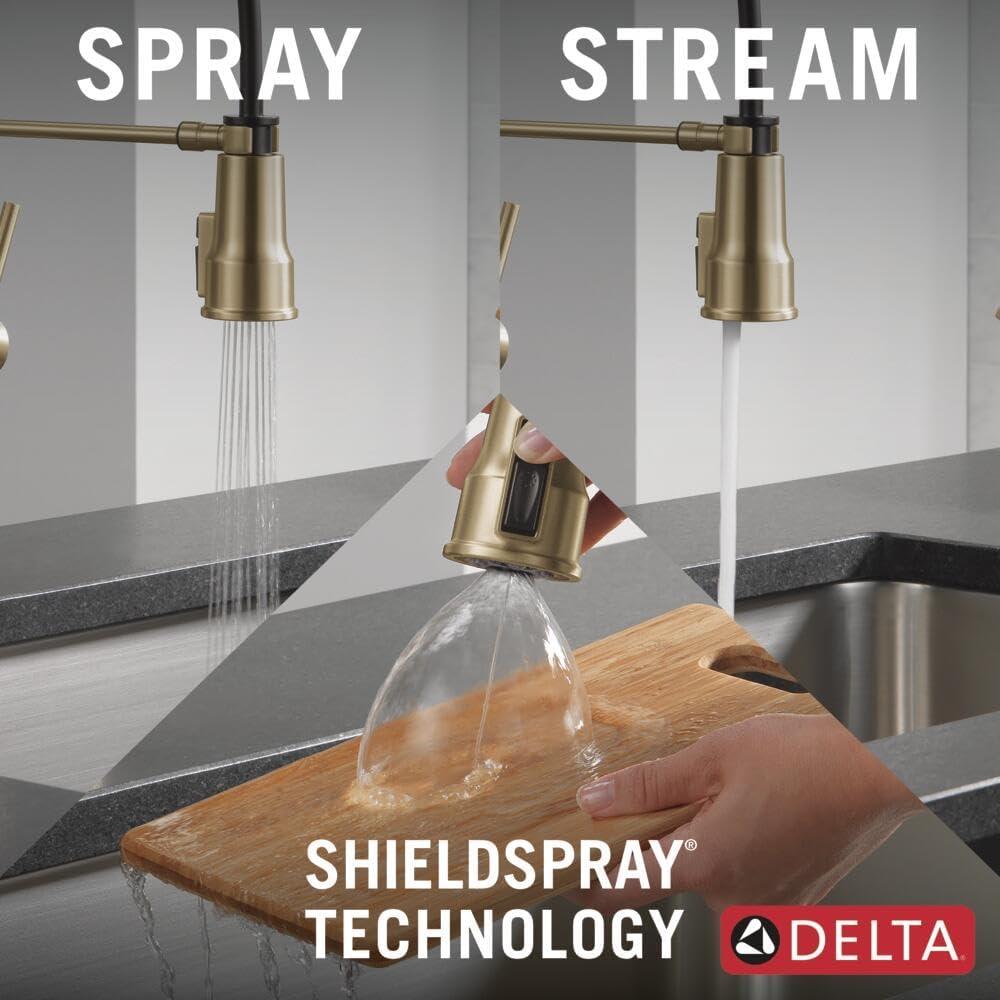 Theodora Pro Commercial Pull Down Sprayer Kitchen Sink Faucet, add ShieldSpray to spray options