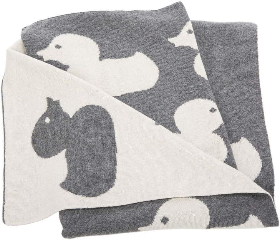 Grey and Ivory Cotton Duckie Baby Throw Blanket