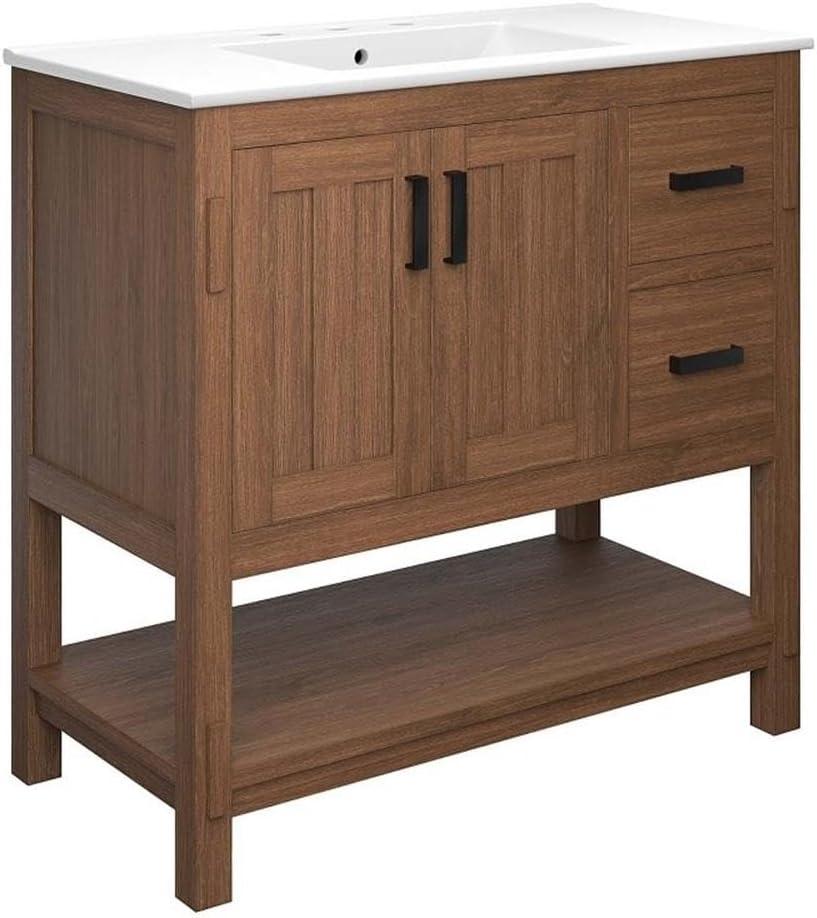 Modway Ashlyn 36'' Free Standing Single Bathroom Vanity with Ceramic Top