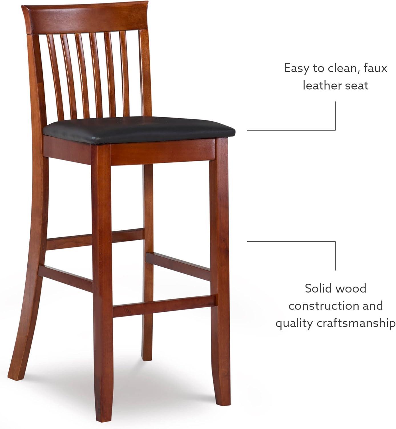 30" Torino Craftsman Padded Seat Barstool Hardwood/Dark Cherry - Linon: Rubberwood, 31" High