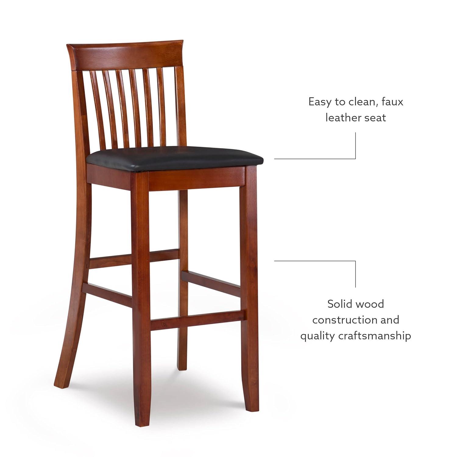 30" Torino Craftsman Padded Seat Barstool Hardwood/Dark Cherry - Linon: Rubberwood, 31" High