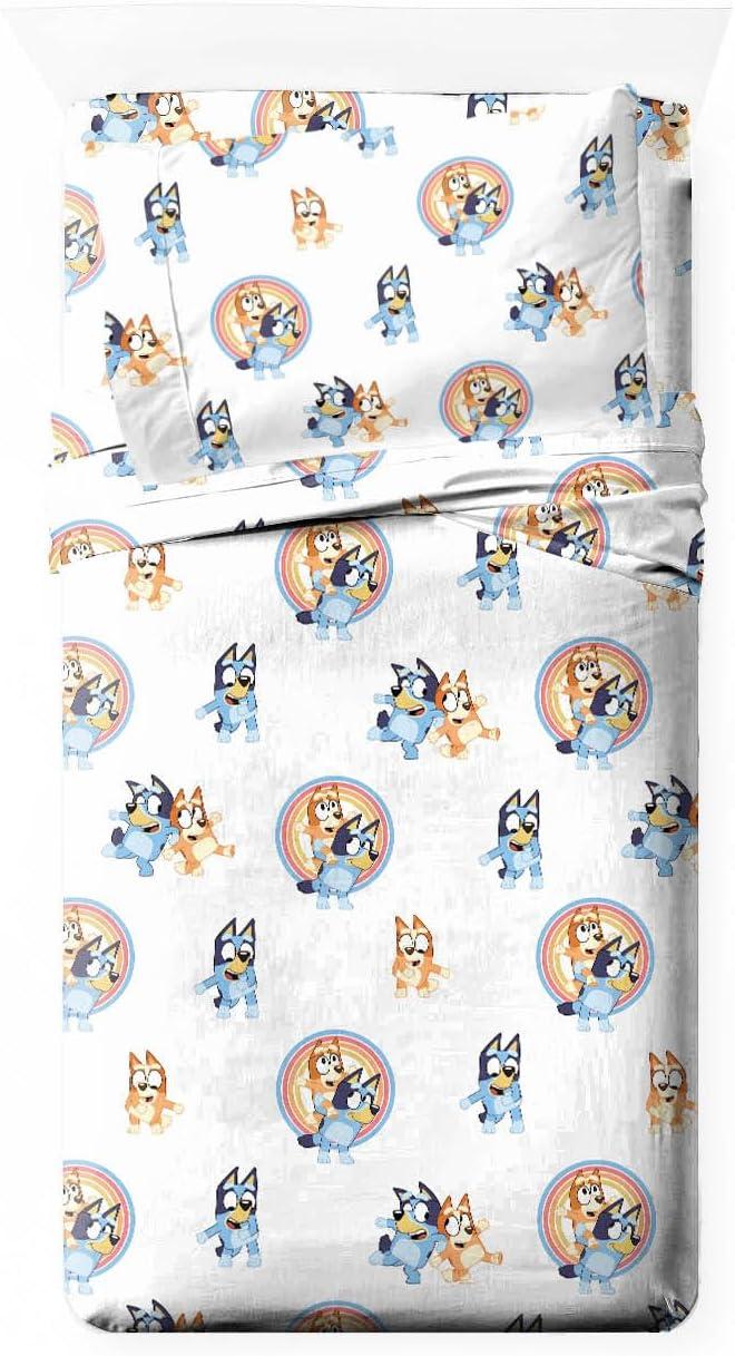 Saturday Park Saturday Park Bluey Rainbow 100% Organic Cotton Sheet Set