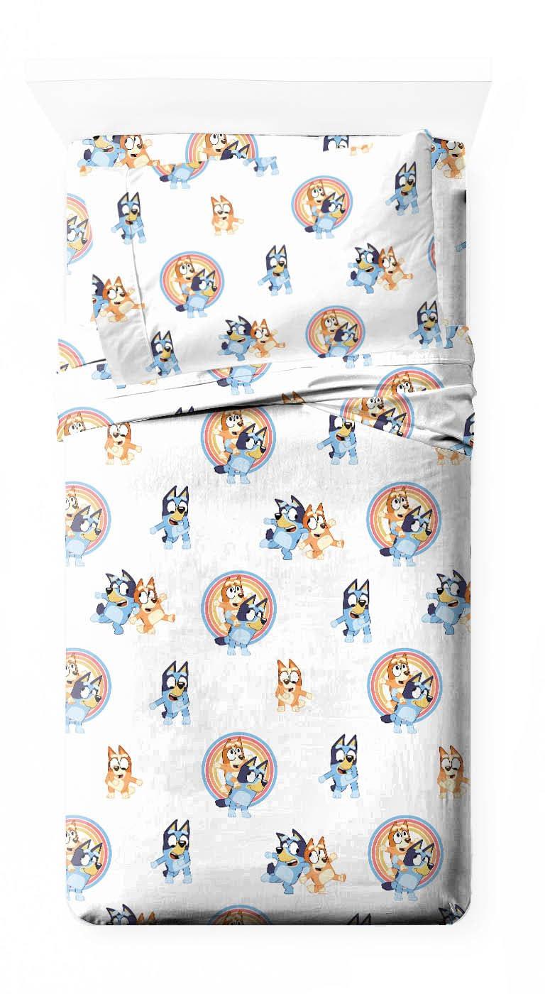 Saturday Park Saturday Park Bluey Rainbow 100% Organic Cotton Sheet Set