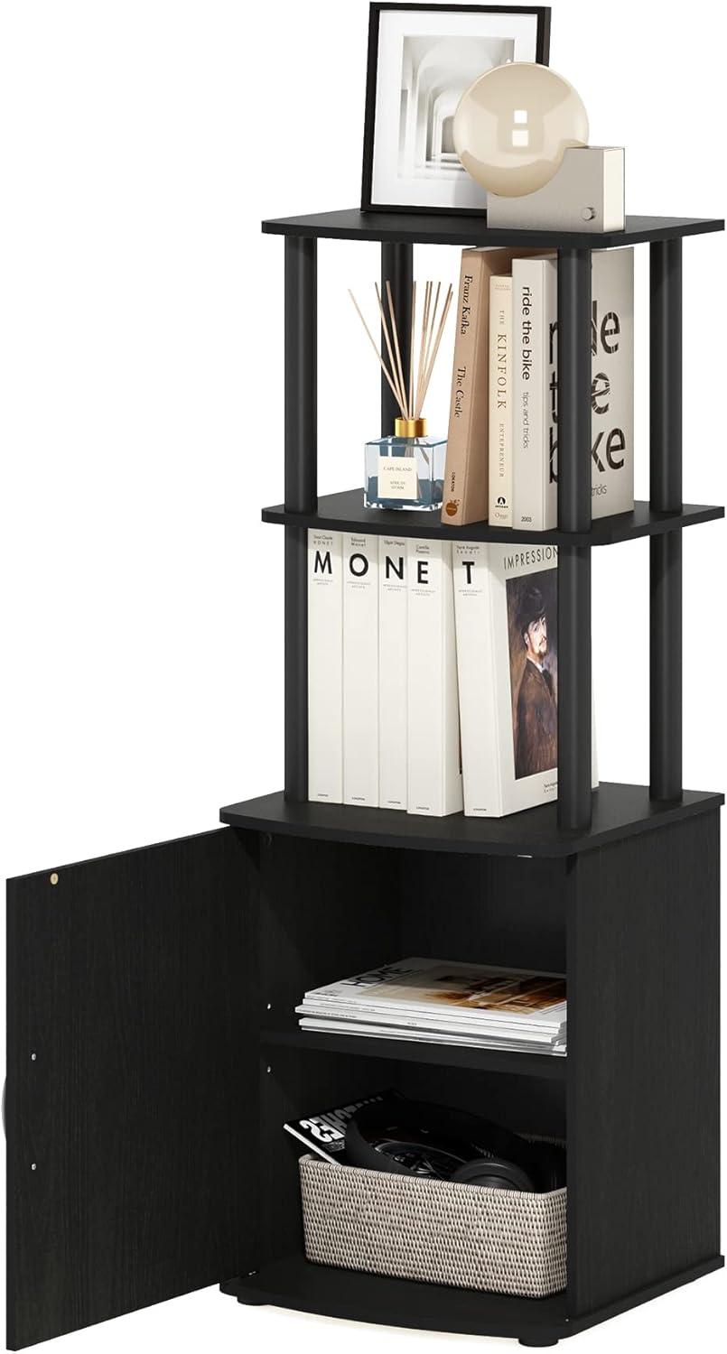 Furinno Turn-N-Tube Tall TV Entertainment Side Table Display Rack with Storage Cabinet, 2-Tier, Blackwood/Black
