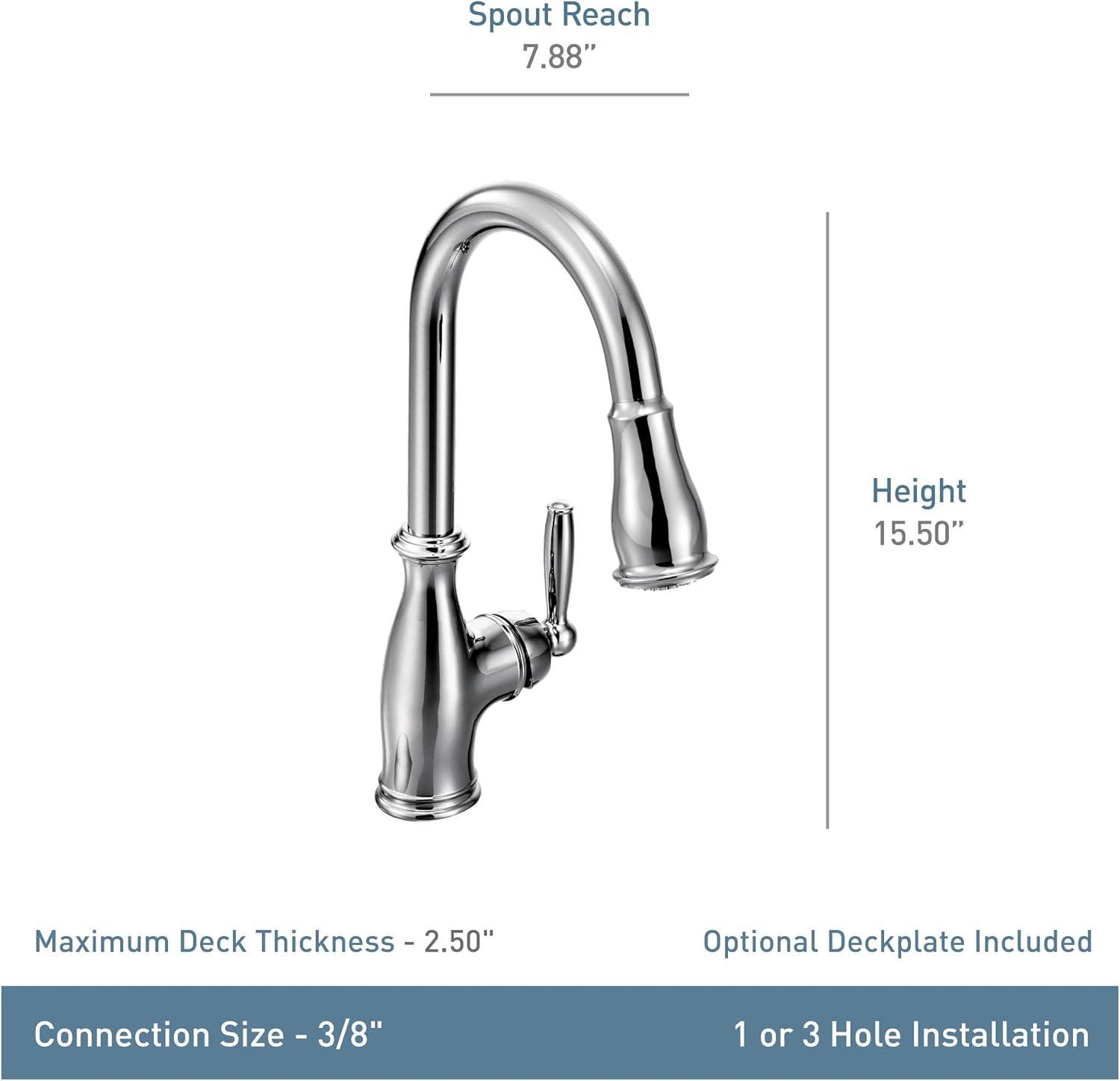 Moen MOEN Brantford Single-Handle Pull-Down Sprayer Kitchen Faucet with Reflex and Power Boost in Oil Rubbed Bronze 7185ORB