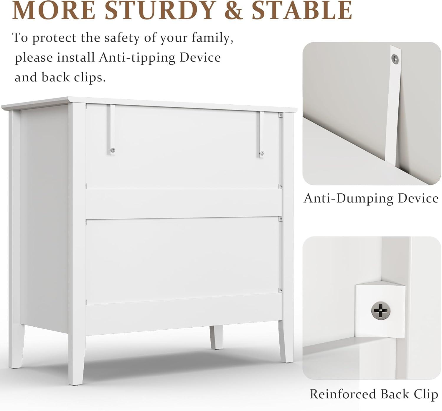 CozyHome White 3 Drawer Dresser, Painted 30 Inch Tall Wood Nightstand with Storage, Wide Modern Chest of Drawers with Ball Bearing Slide for Bedroom Hallway Living Room Entryway Office