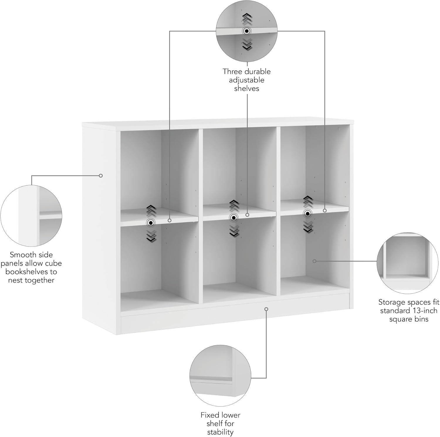 Universal 6 Cube Organizer Storage Shelf in White - Engineered Wood