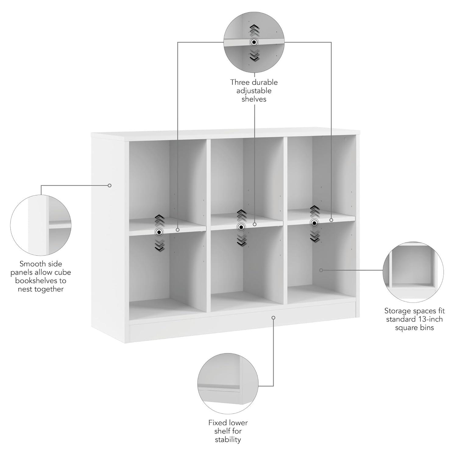 Universal 6 Cube Organizer Storage Shelf in White - Engineered Wood