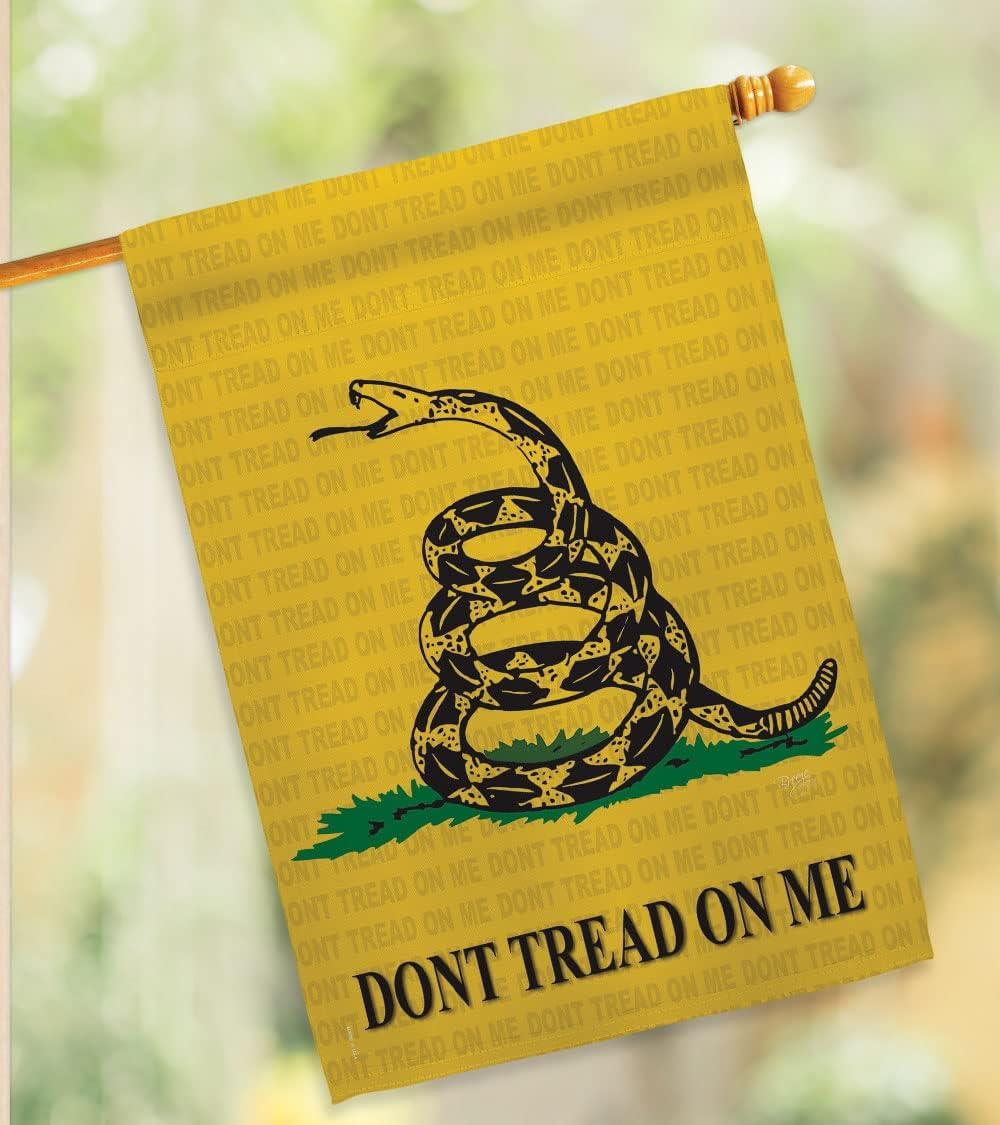 28 x 40 in. Gadsden American USA Historic Vertical House Flag with Double-Sided Decorative Banner Garden Yard Gift