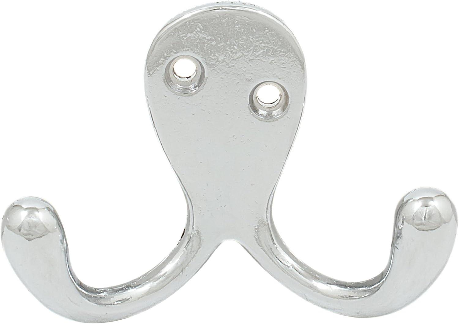 Polished Chrome Double Robe Hook with Mounting Hardware