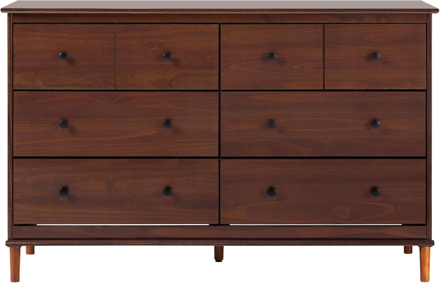 Walker Edison Classic Mid-Century Modern 6-Drawer Solid Wood Dresser, Walnut