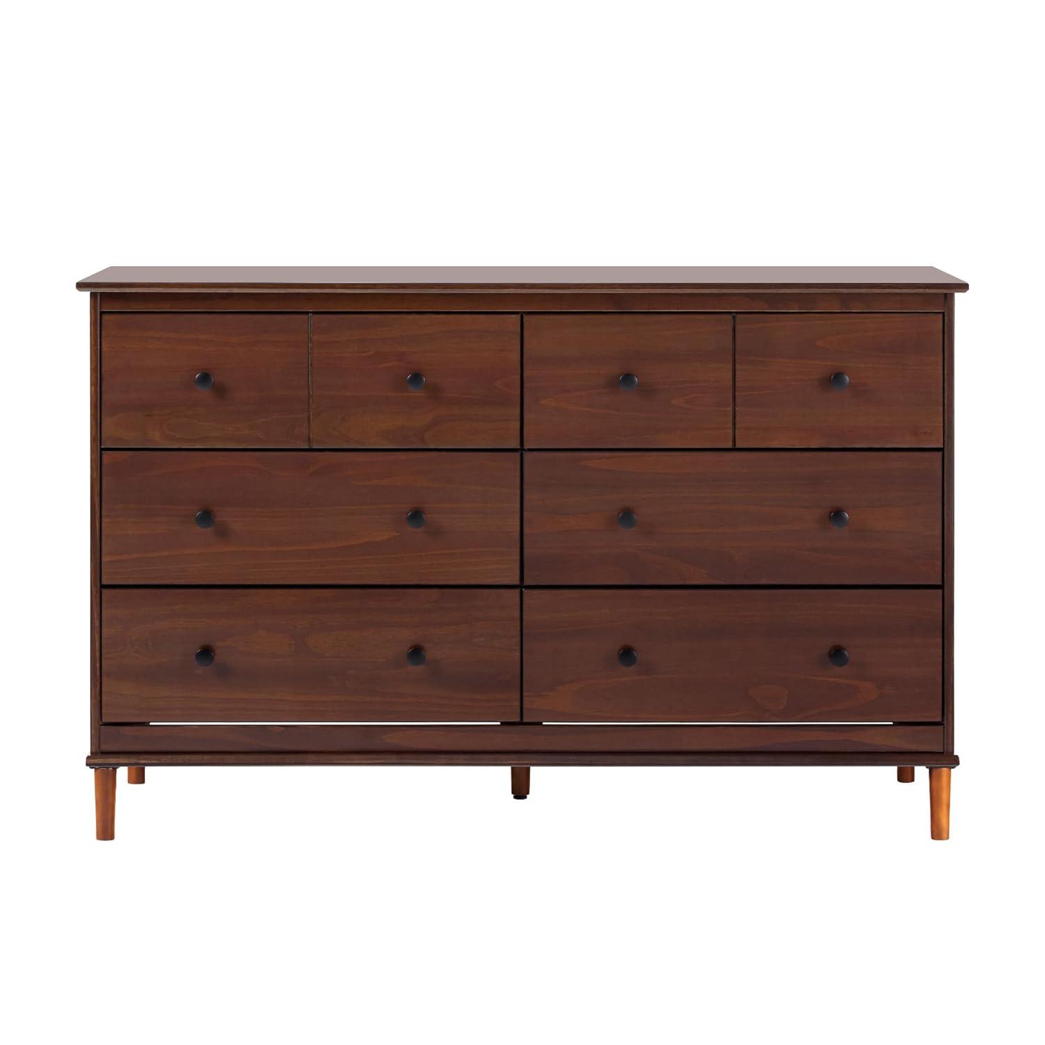 Walker Edison Classic Mid-Century Modern 6-Drawer Solid Wood Dresser, Walnut