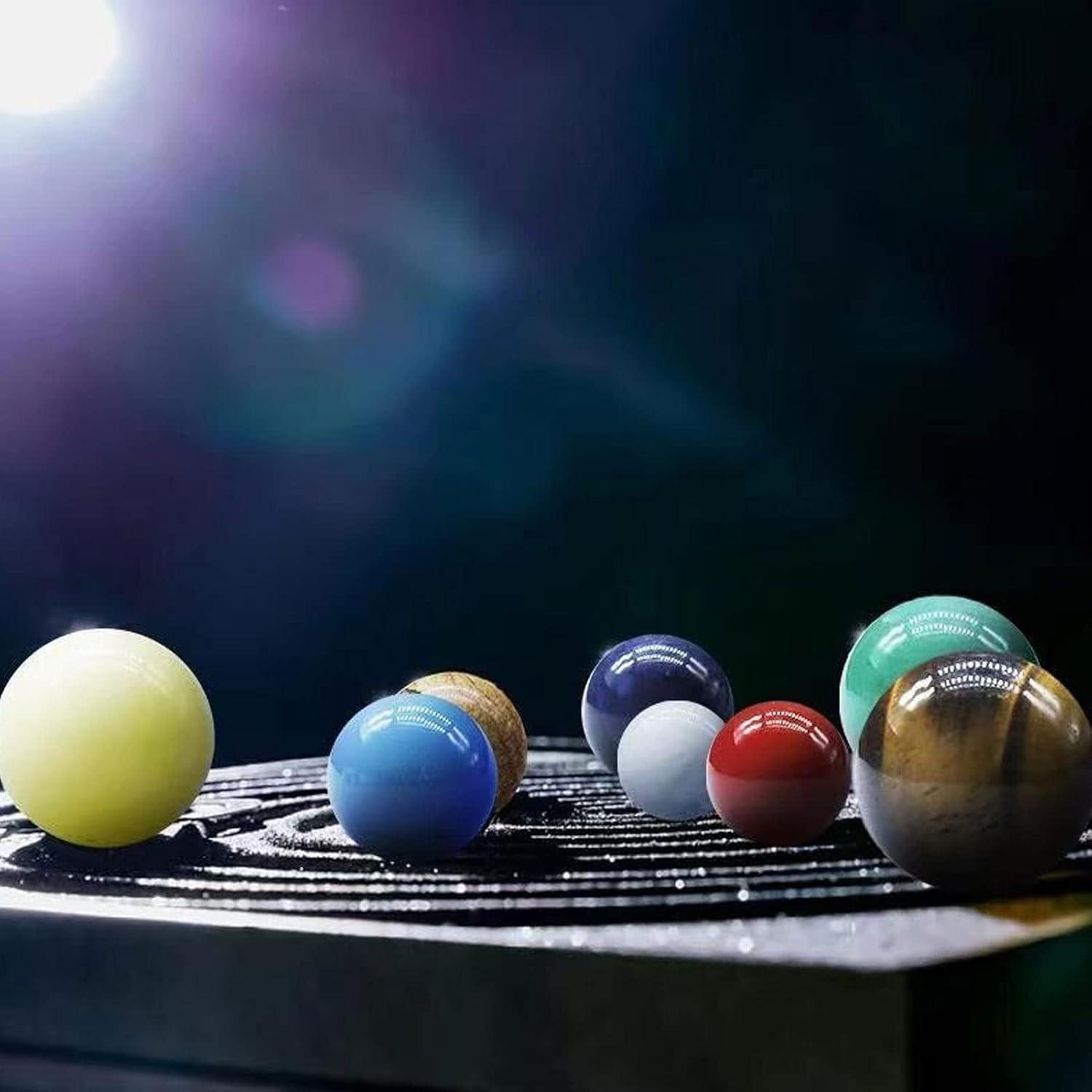 Dengmore Solar System 8 Planets Natural Gemstones Sphere with Gift Box Desk Ornaments Home Decorations