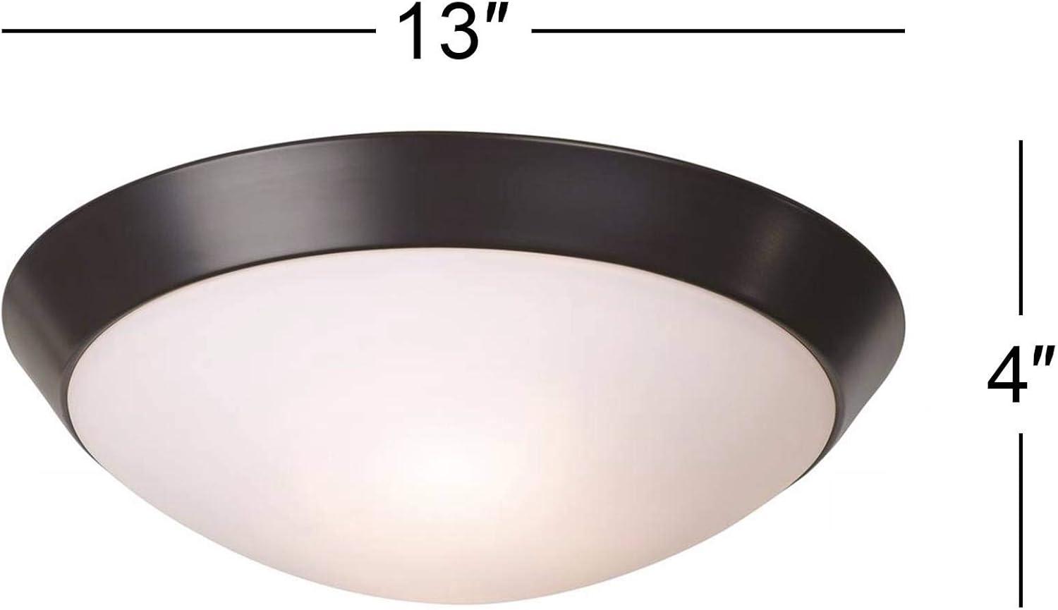 360 Lighting Davis Modern Ceiling Light Flush Mount Fixture 13" Wide Oil Rubbed Bronze 2-Light Frosted Glass Dome Shade for Bedroom Kitchen Hallway