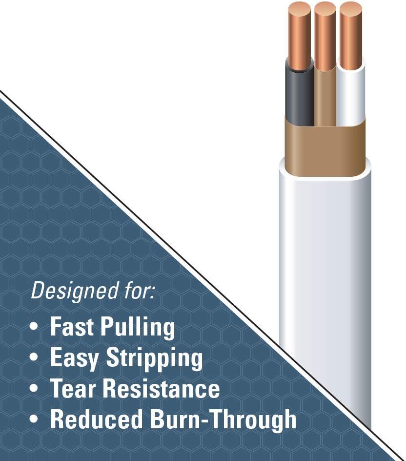 Southwire 28827422 50' 14/2 with ground Romex brand SIMpull residential indoor electrical wire type NM-B White