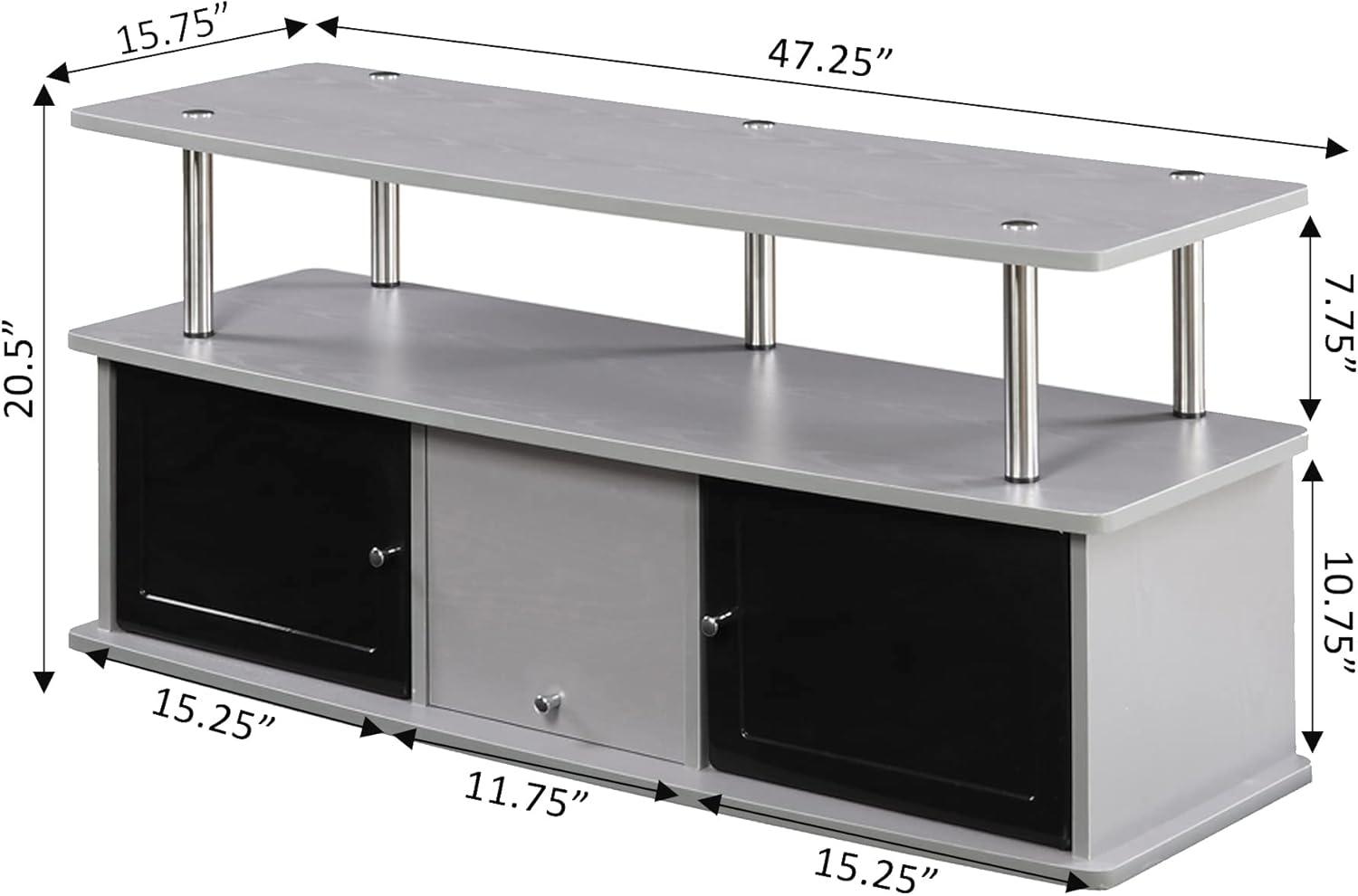 Designs2Go TV Stand with 3 Storage Cabinets and Shelf for TVs up to 55 inches, Gray