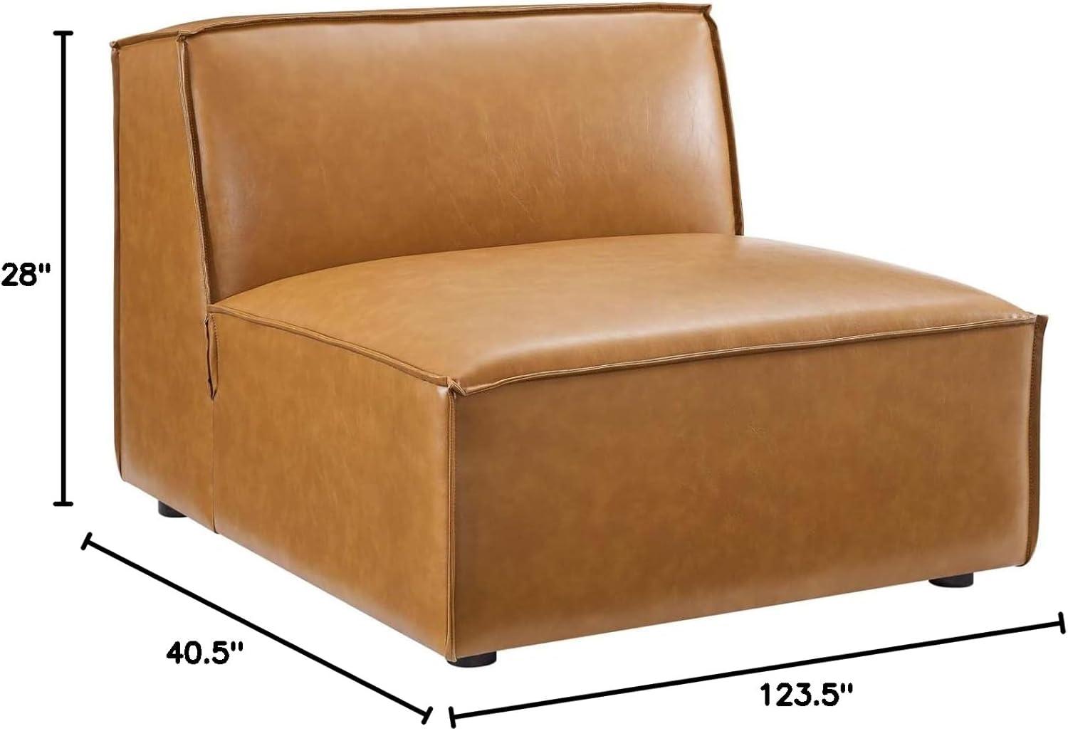 Modway Restore 3-Piece Faux Leather Upholstered Sofa in Tan Finish