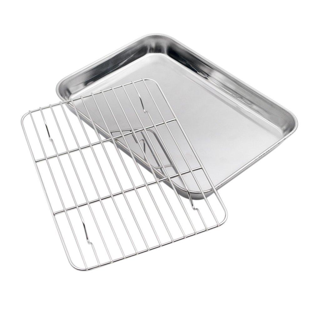 Mlfire Baking Sheets and Racks Set Stainless Steel Baking Sheet Chef Baking Sheet with Wire Rack Set for Oven and Dishwasher Non Toxic Heavy Duty Easy Clean Cooling Rack Set
