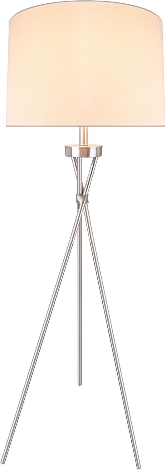 Satin Nickel Tripod Floor Lamp with Adjustable Height