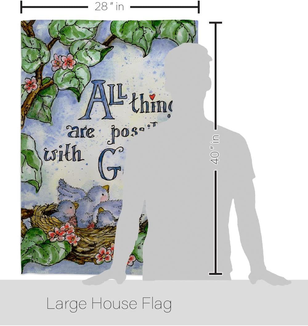 Breeze Decor 15110 All Things Are Possible with God 2-Sided Vertical Impression House Flag - 28 x 40 in.