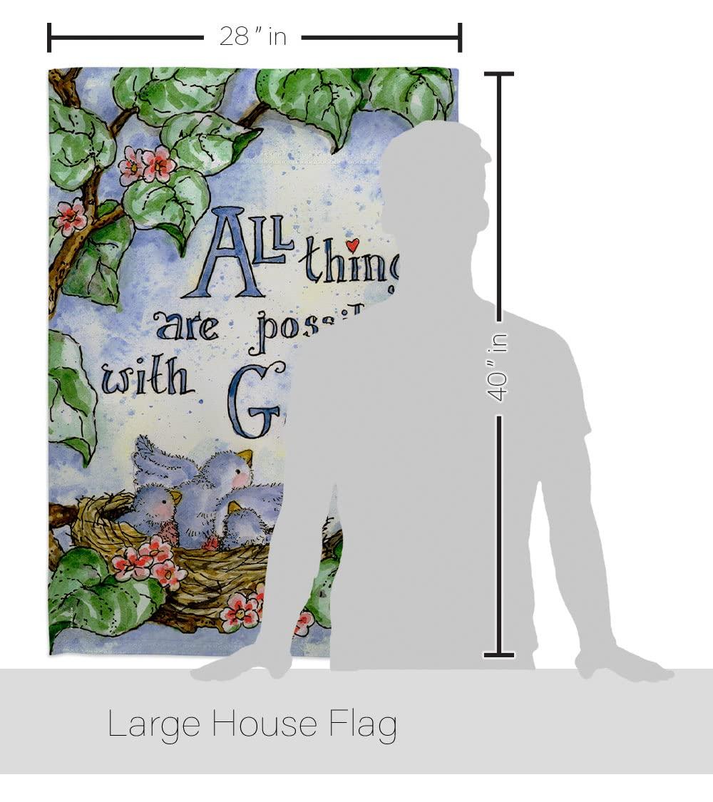 Breeze Decor 15110 All Things Are Possible with God 2-Sided Vertical Impression House Flag - 28 x 40 in.
