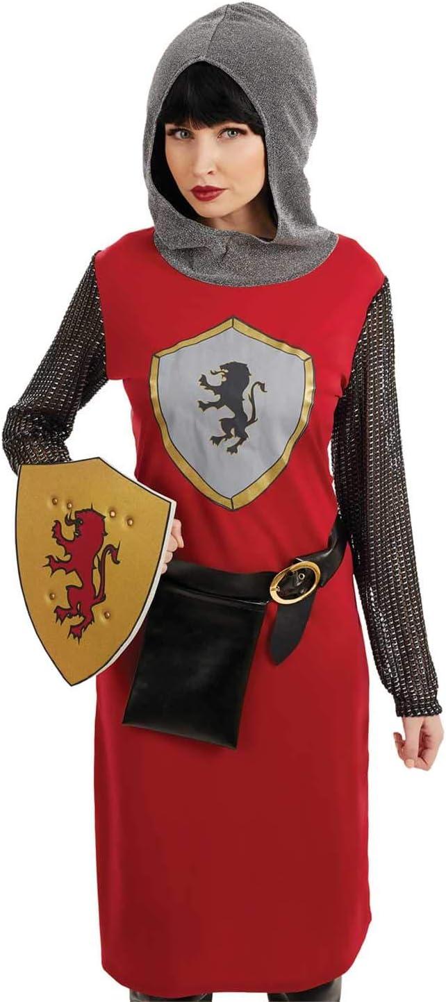 Fun Shack Womens Red Knight Costume Ladies Medieval Crusader Fancy Dress Joan of Arc Halloween Red S