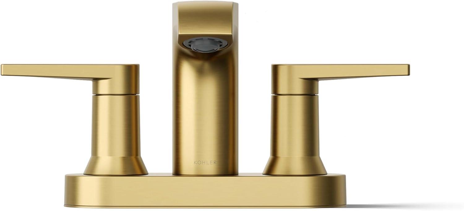 Kohler Hint Centerset 4 inch Bathroom Faucet with Pop-Up Drain Assembly, 2-Handle Bathroom Sink Faucet, 1.2 gpm