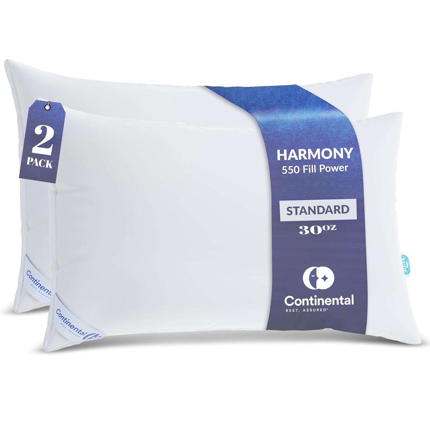 ContinentalBedding Premium Medium Down Bed Pillow (Set of 2)