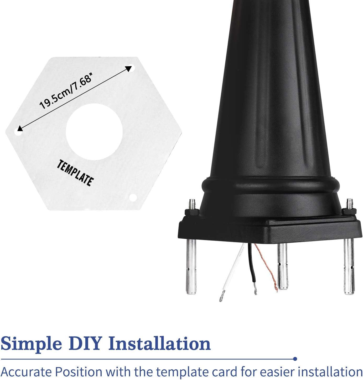 Classic Black 3-Head Outdoor Lamp Post with Clear Glass Panels