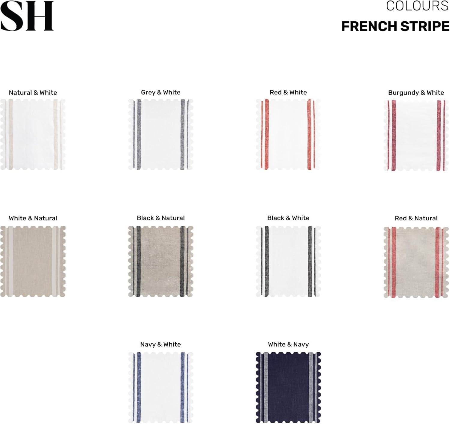 Solino Home French Stripe - 100% Pure Linen Placemats (Set of 4)