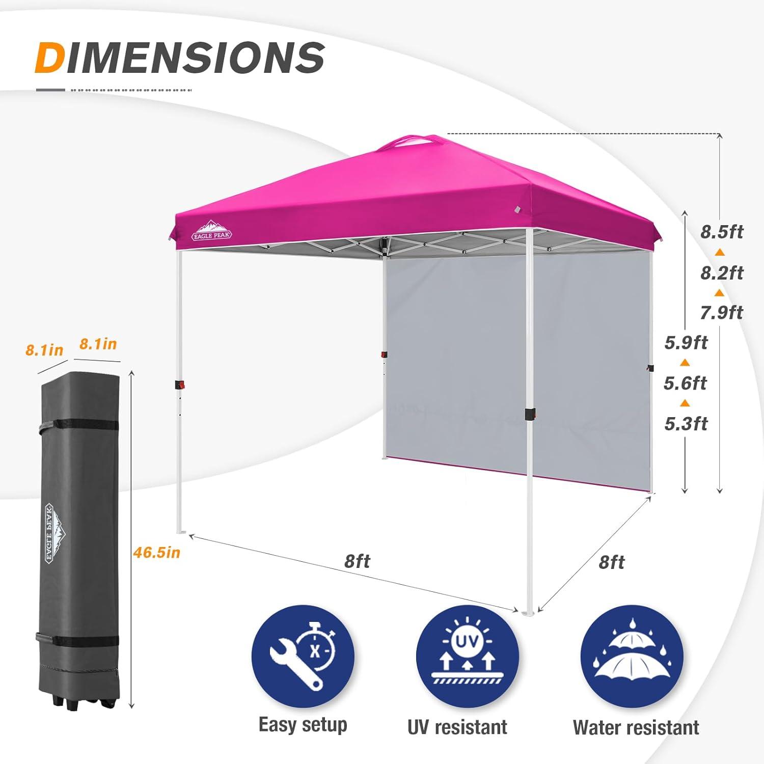 8 Ft. W x 8 Ft. D Steel Pop-Up Canopy