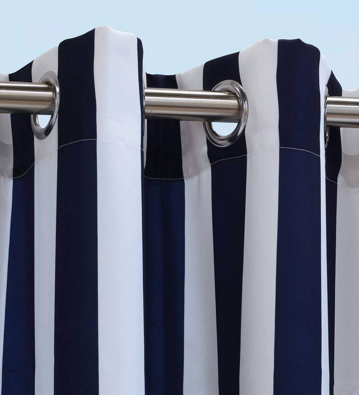 Coastal Stripe Grommet Curtain Panel Window Dressing 50 x 84 in Navy