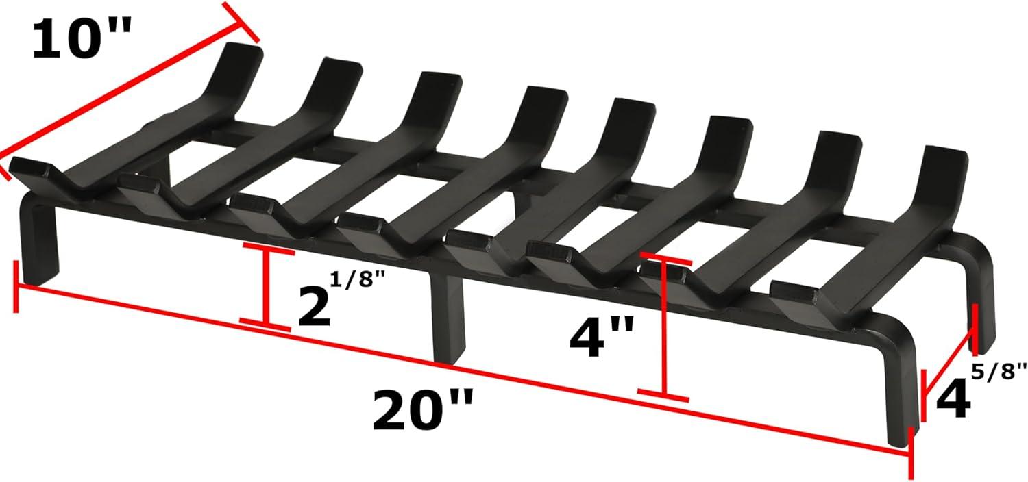 Heavy Duty Black Steel Fireplace Grate 20 x 10 Inch