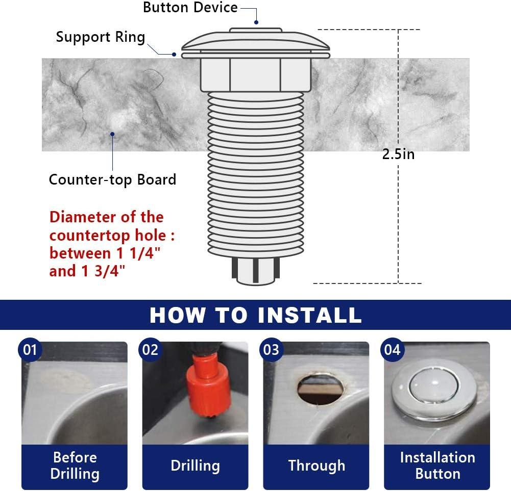 Air Activated Switch Button, Sink Top Stainless Steel Polished Push Airbutton for Food Waste Garbage Disposal Part (LONG, 2.5 Inch)