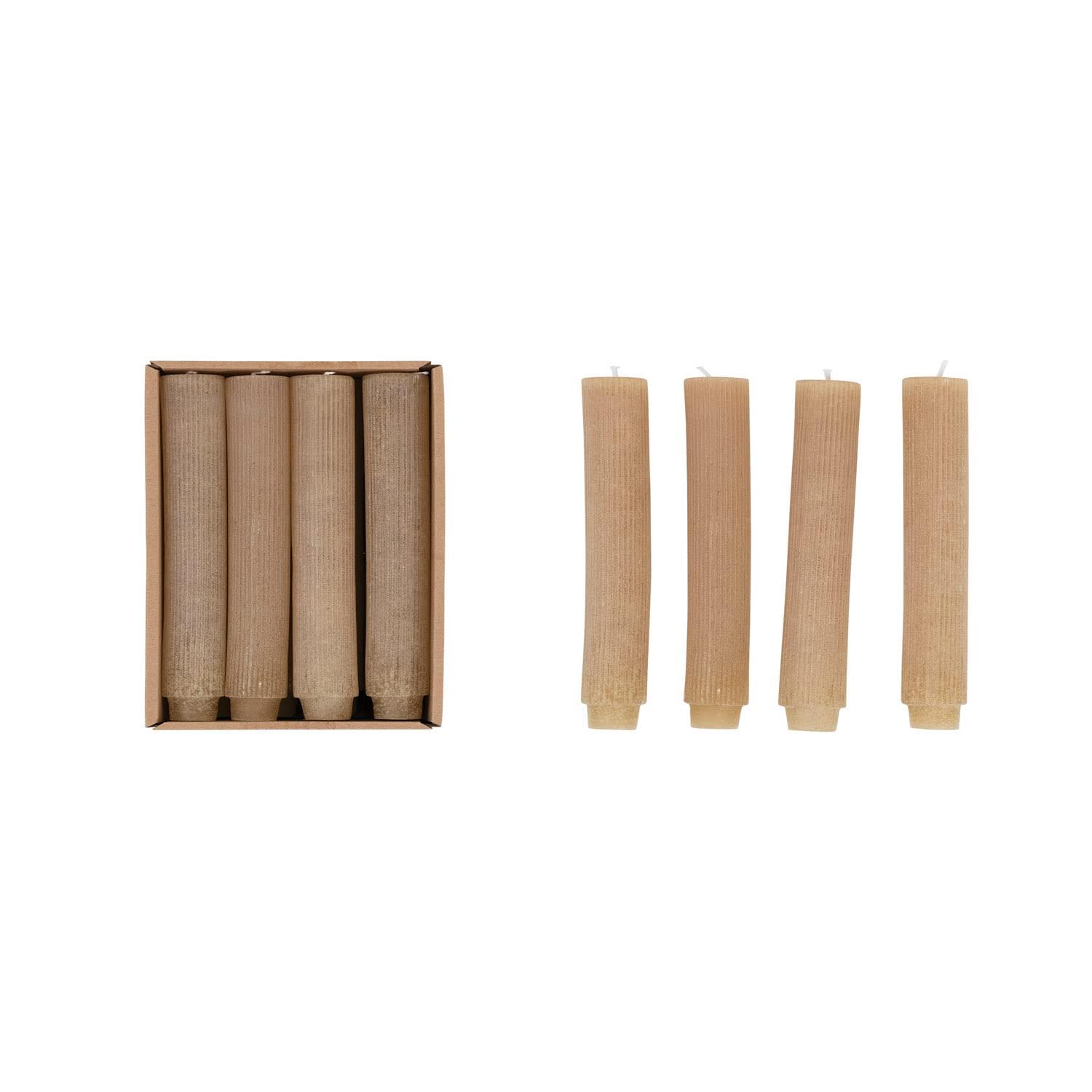 Elegant Linen Black Pleated Taper Candle in Powder Finish
