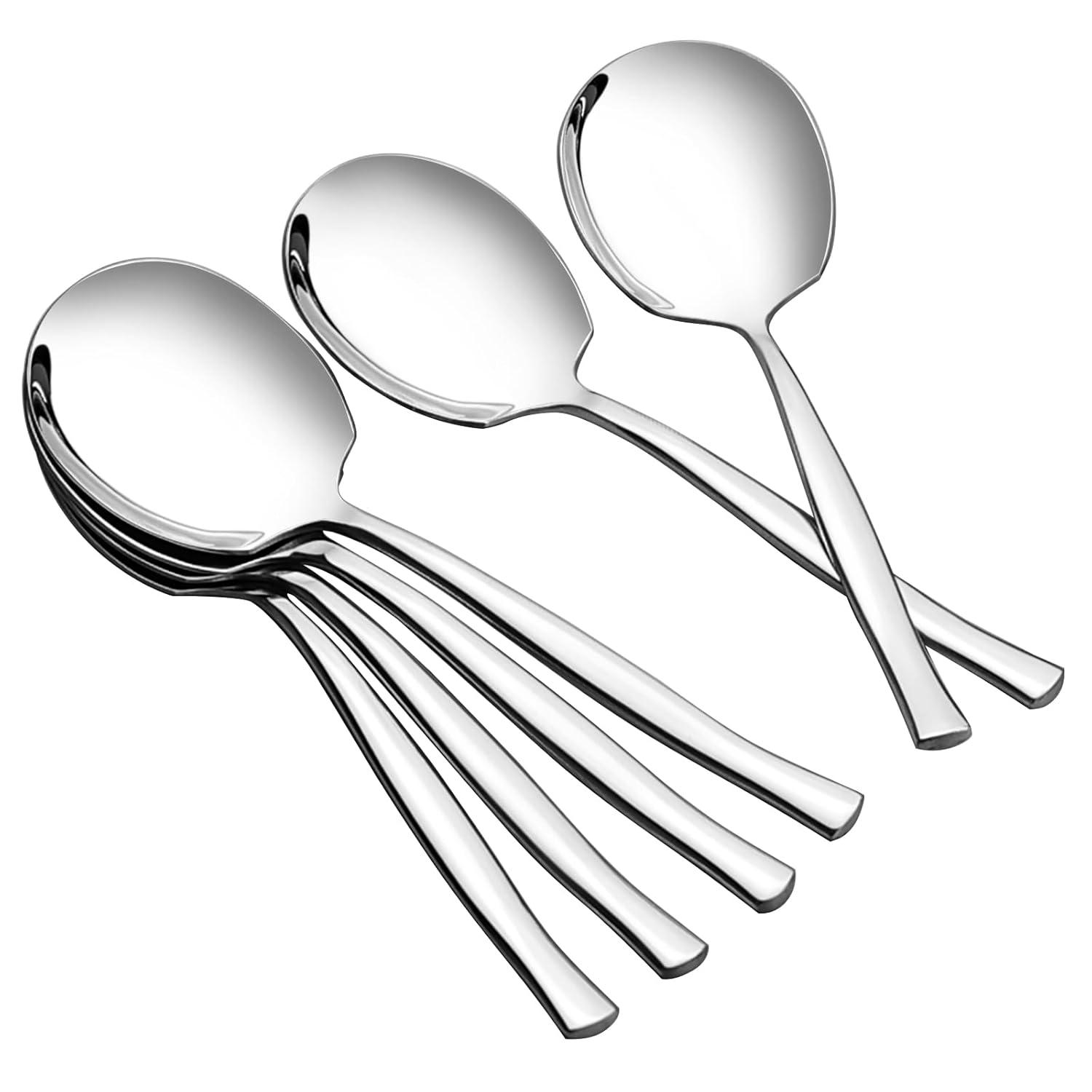 6 Pieces Stainless Steel Serving Spoon, Large Buffet Serving Spoon Set